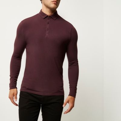 Maroon muscle fit polo top